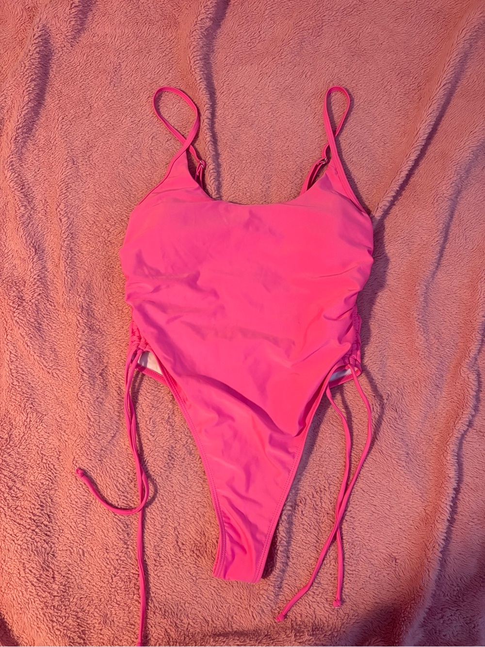 Bright Pink One-Piece Swimsuit with Side Tie
